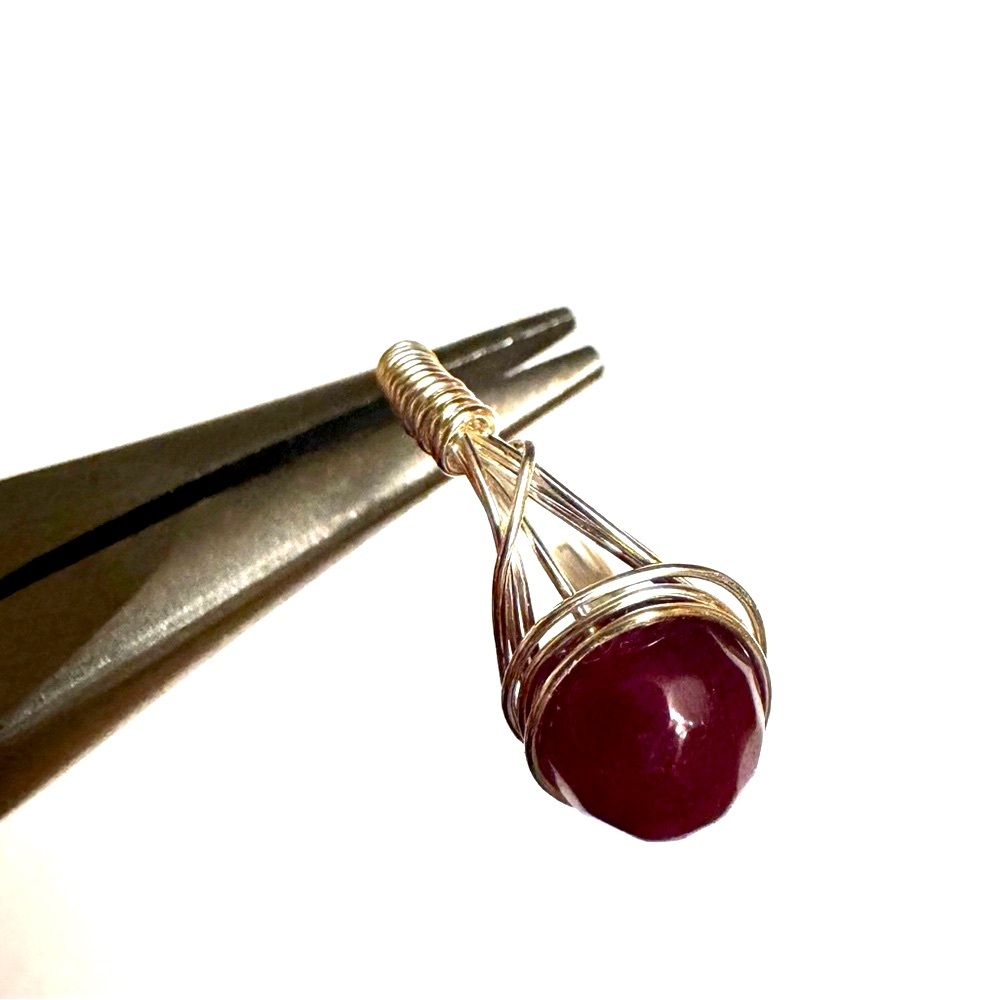 Genuine Ruby Silver or Gold wire wrapped Ring size 8